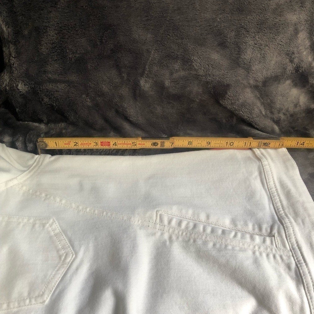 CHICO’S peacock floral flowers creamy white jean jacket size one - Picture 12 of 12